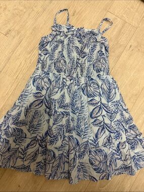 Children's Place Girls' Blue and White Leaf-Print Sundress